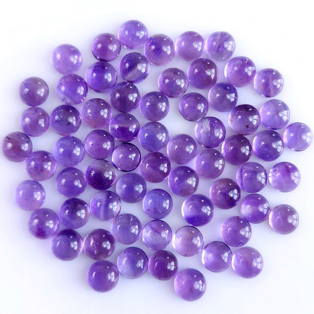 64Pcs 59Cts Natural Amethyst Cabochon Loose Gemstone Crystal Lot for Jewelry Making Gift For Her 6x6mm #10809