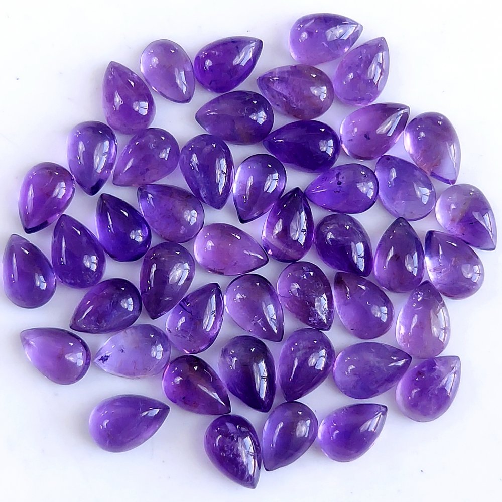 45Pcs 18Cts Natural Amethyst Cabochon Loose Gemstone Crystal Lot for Jewelry Making Gift For Her 6x4mm #10810