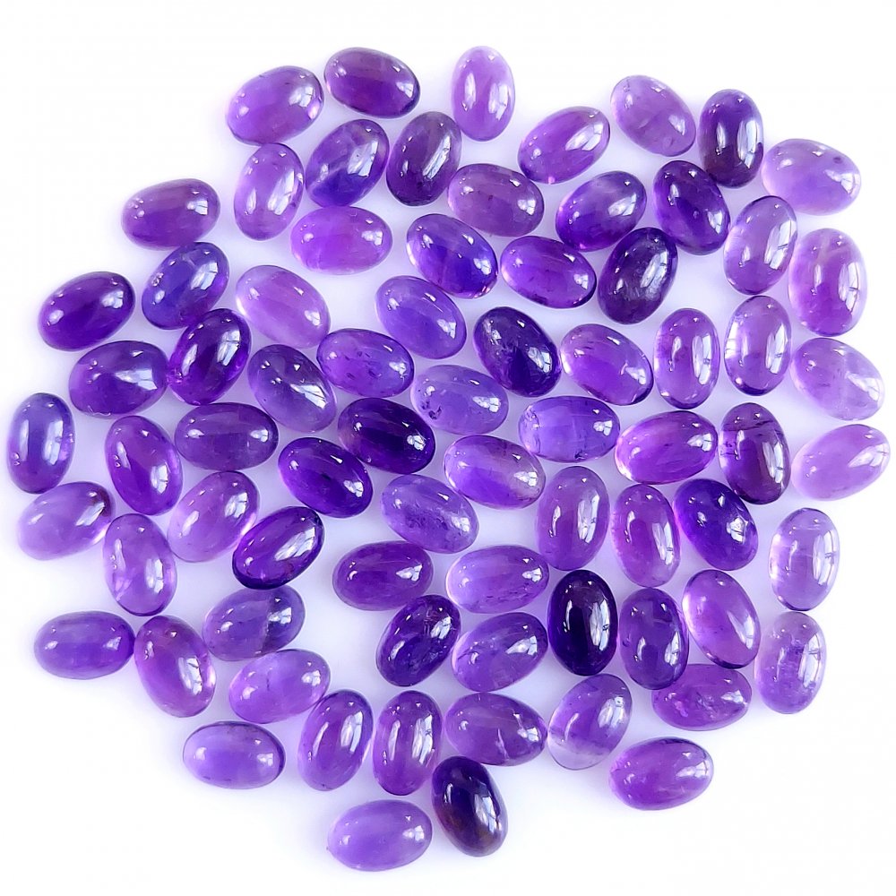 74Pcs 36Cts Natural Amethyst Cabochon Loose Gemstone Crystal Lot for Jewelry Making Gift For Her 6x4mm #10811