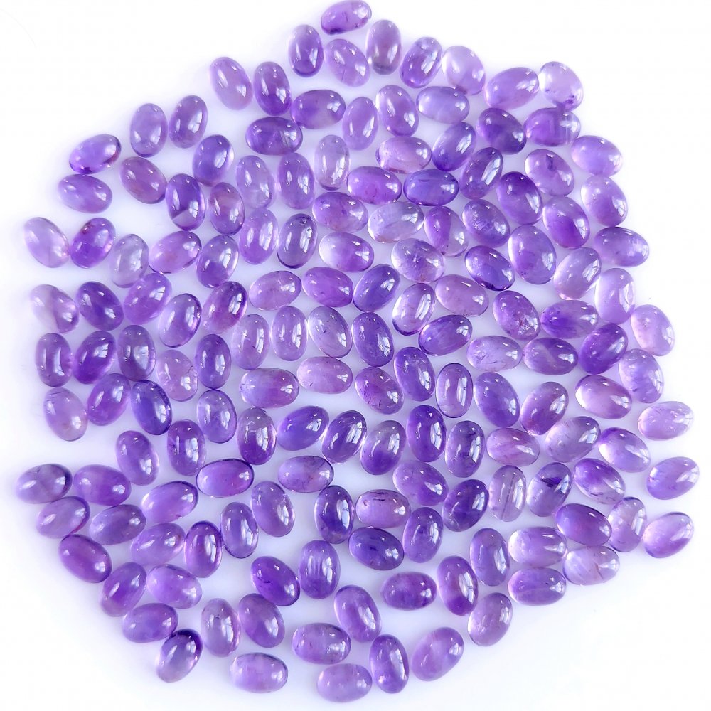 153Pcs 72Cts Natural Amethyst Cabochon Loose Gemstone Crystal Lot for Jewelry Making Gift For Her 6x4mm #10813