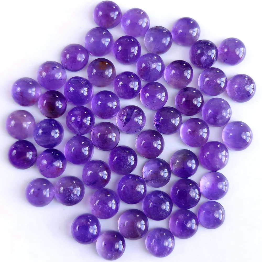 53Pcs 71Cts Natural Amethyst Cabochon Loose Gemstone Crystal Lot for Jewelry Making Gift For Her 7x7mm #10814