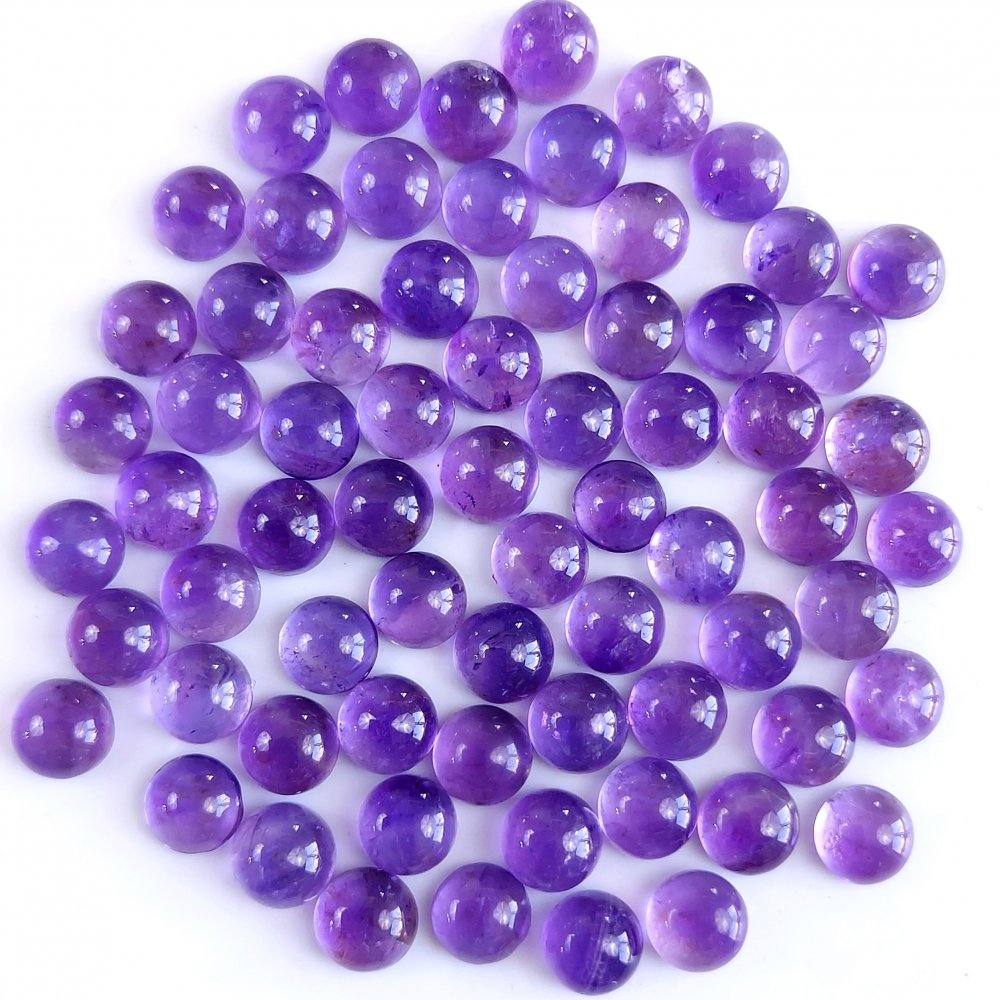 69Pcs 59Cts Natural Amethyst Cabochon Loose Gemstone Crystal Lot for Jewelry Making Gift For Her 6x6mm #10818