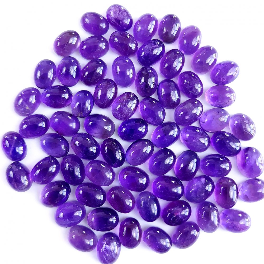 68Pcs 94Cts Natural Amethyst Cabochon Loose Gemstone Crystal Lot for Jewelry Making Gift For Her 8x6mm #10820