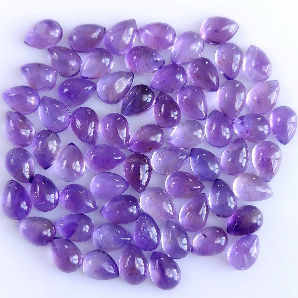 62Pcs 50Cts Natural Amethyst Cabochon Loose Gemstone Crystal Lot for Jewelry Making Gift For Her 7x5mm #10821
