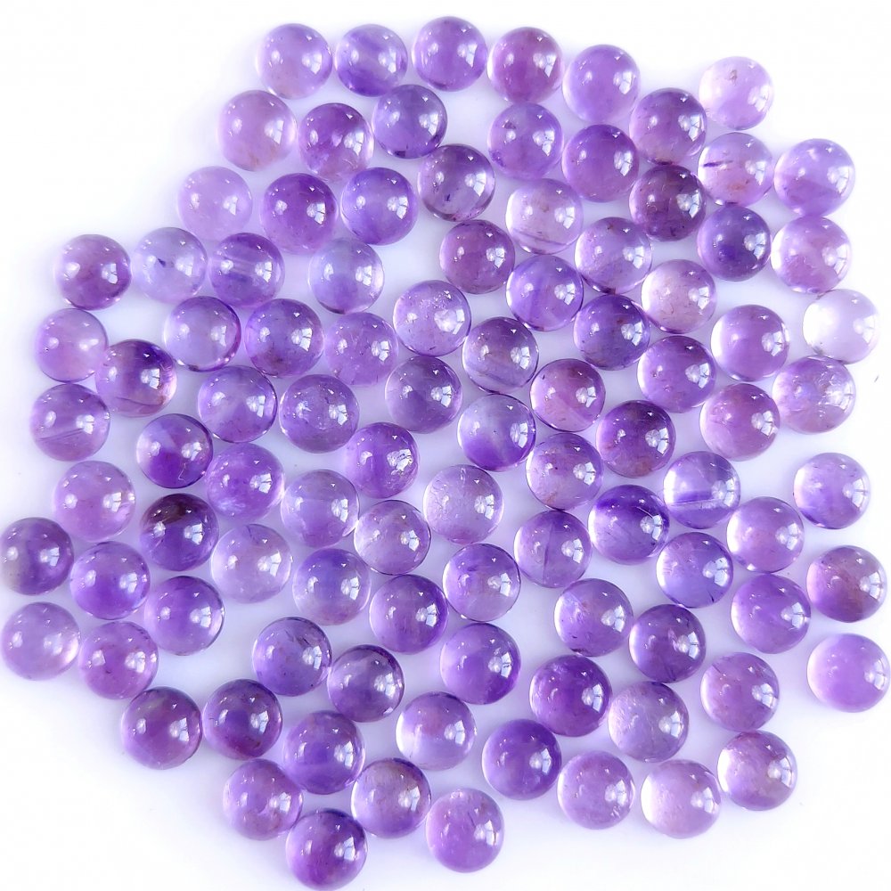 97Pcs 93Cts Natural Amethyst Cabochon Loose Gemstone Crystal Lot for Jewelry Making Gift For Her 6x6mm #10823