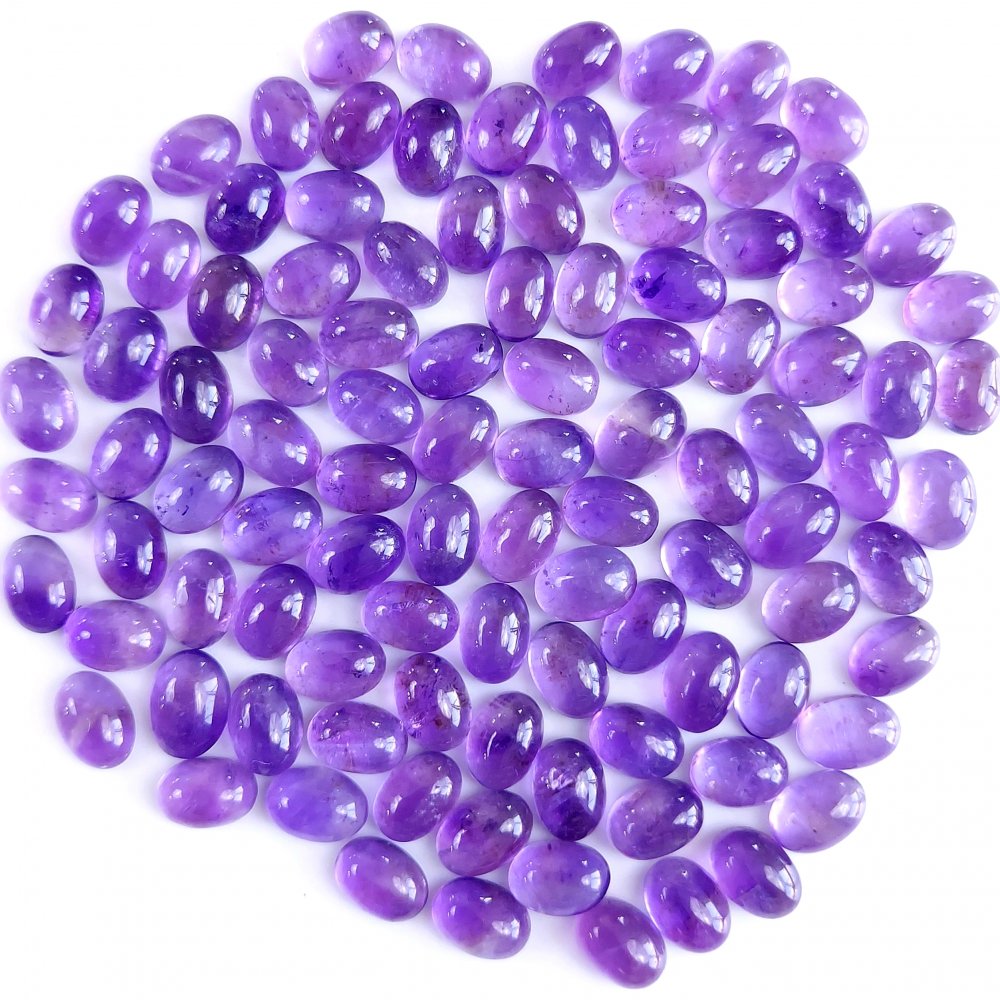 103Pcs 94Cts Natural Amethyst Cabochon Loose Gemstone Crystal Lot for Jewelry Making Gift For Her 7x5mm #10824