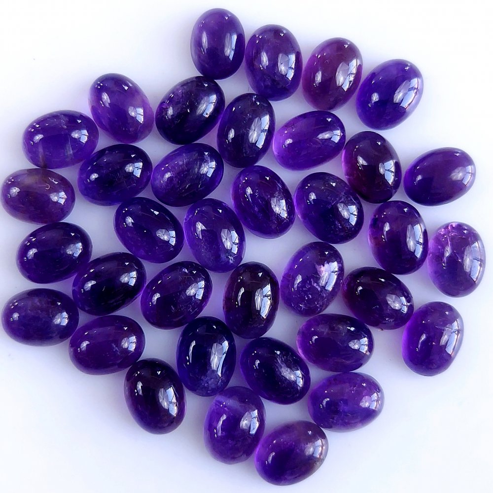 36Pcs 55Cts Natural Amethyst Cabochon Loose Gemstone Crystal Lot for Jewelry Making Gift For Her 8x6mm #10825