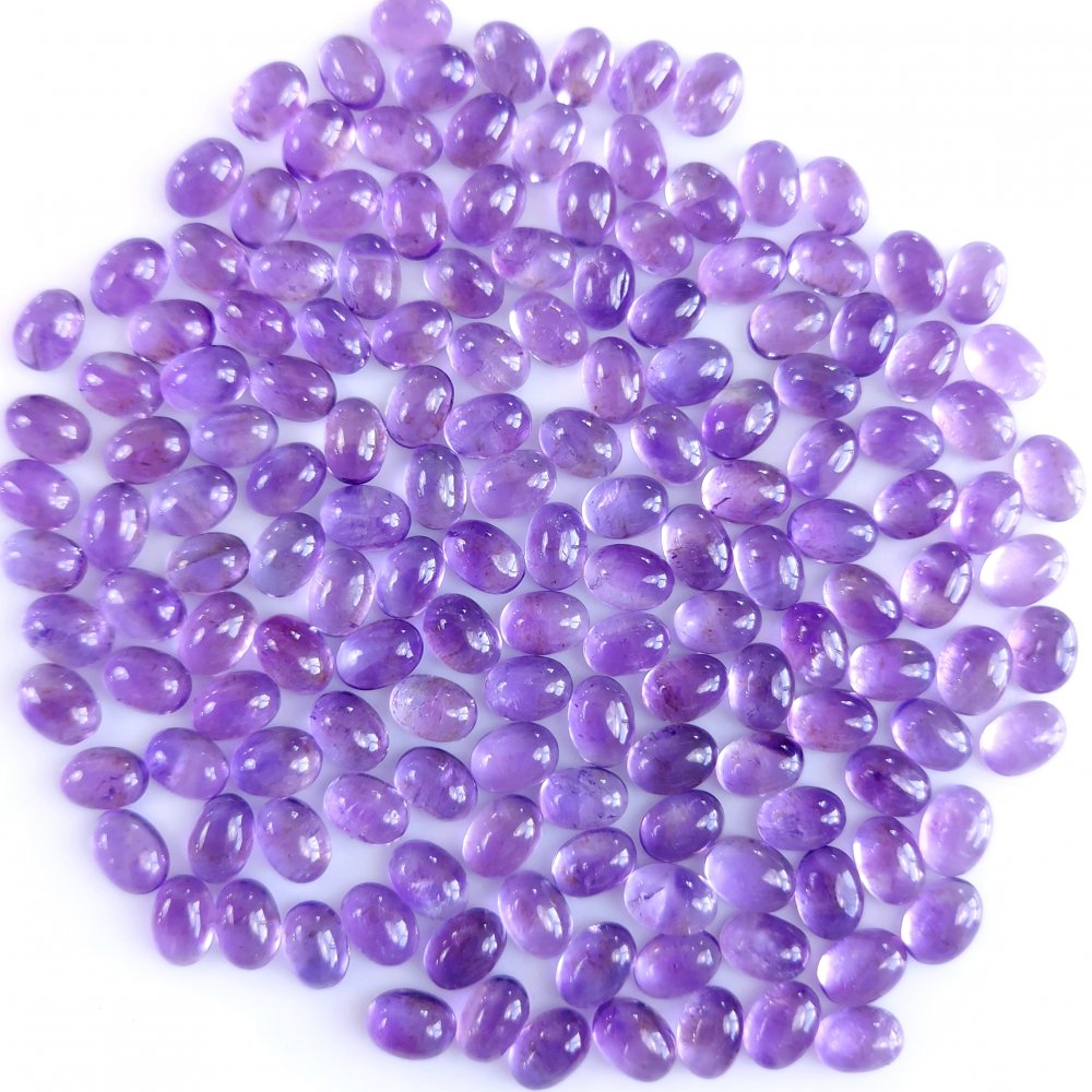156Pcs 137Cts Natural Amethyst Cabochon Loose Gemstone Crystal Lot for Jewelry Making Gift For Her 7x5mm #10827