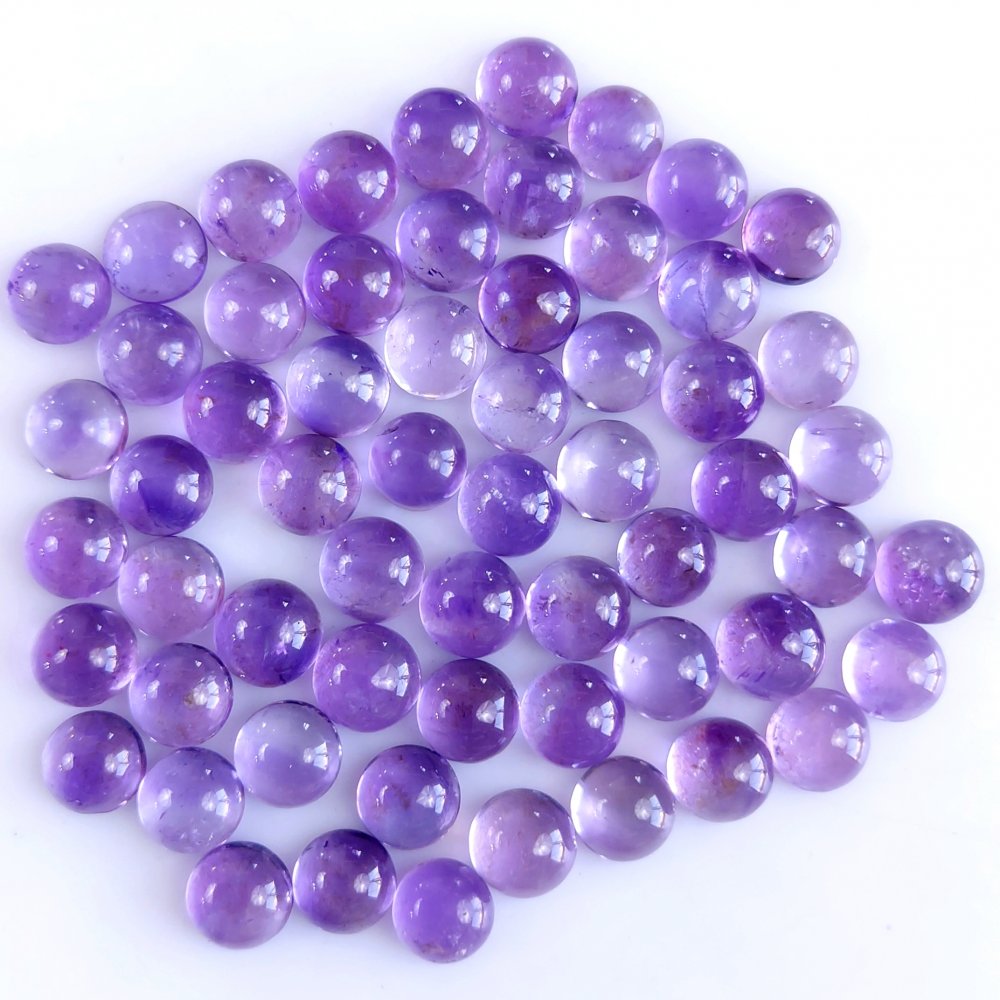 60Pcs 86Cts Natural Amethyst Cabochon Loose Gemstone Crystal Lot for Jewelry Making Gift For Her 7x7mm #10829