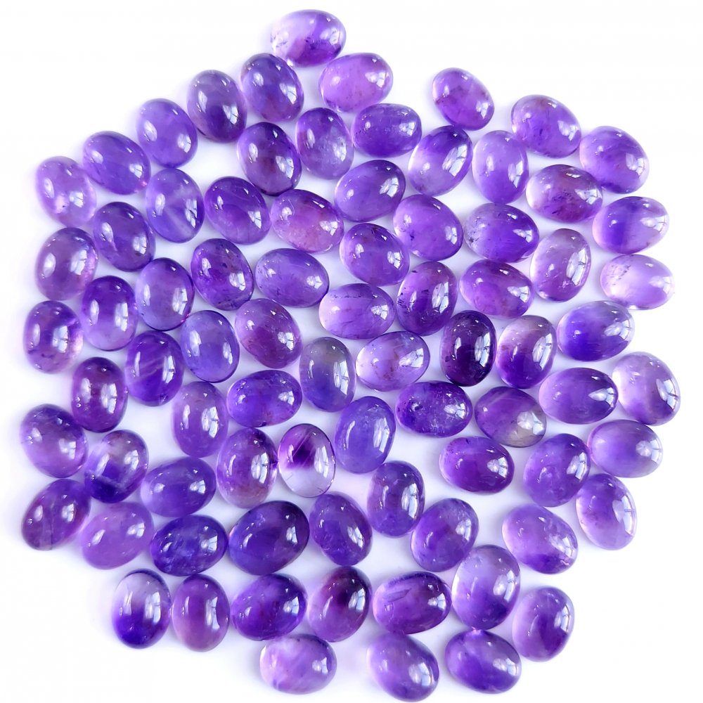 79Pcs 111Cts Natural Amethyst Cabochon Loose Gemstone Crystal Lot for Jewelry Making Gift For Her 8x6mm #10830