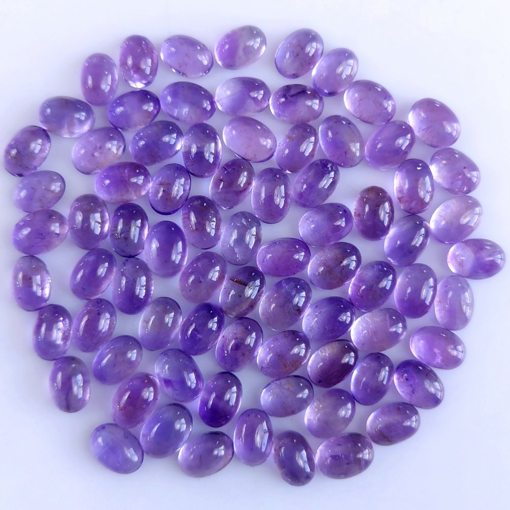 77Pcs 68Cts Natural Amethyst Cabochon Loose Gemstone Crystal Lot for Jewelry Making Gift For Her 7x5mm #10831