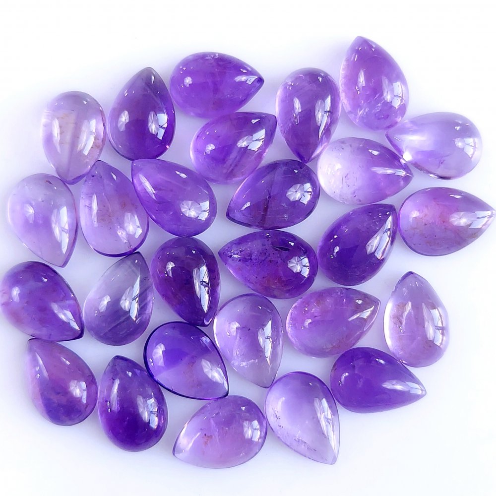 27Pcs 48Cts Natural Amethyst Cabochon Loose Gemstone Crystal Lot for Jewelry Making Gift For Her 10X7mm #10837