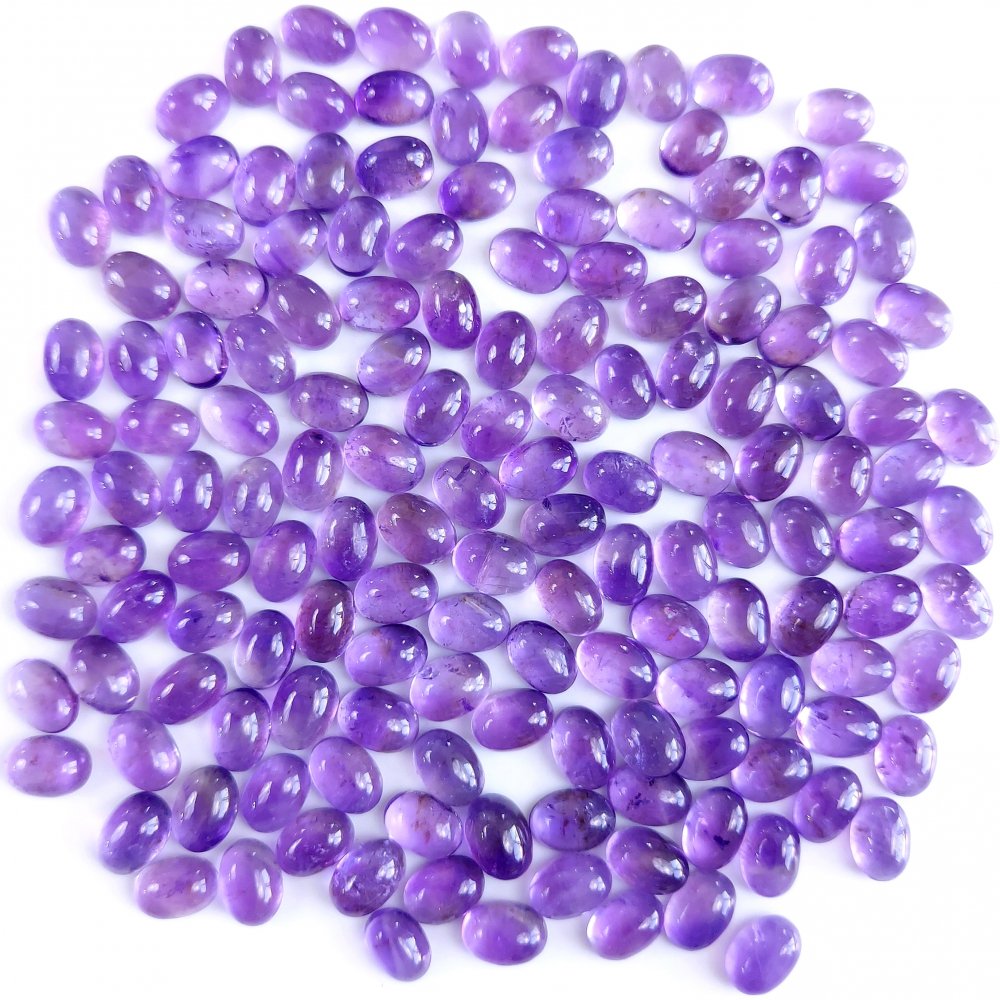 154Pcs 137Cts Natural Amethyst Cabochon Loose Gemstone Crystal Lot for Jewelry Making Gift For Her 7x5mm #10838