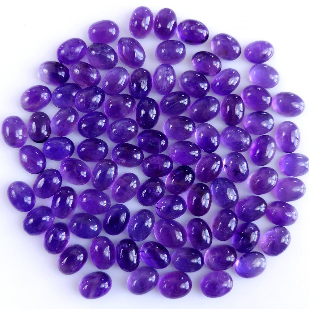 87Pcs 126Cts Natural Amethyst Cabochon Loose Gemstone Crystal Lot for Jewelry Making Gift For Her 8x6mm #10839