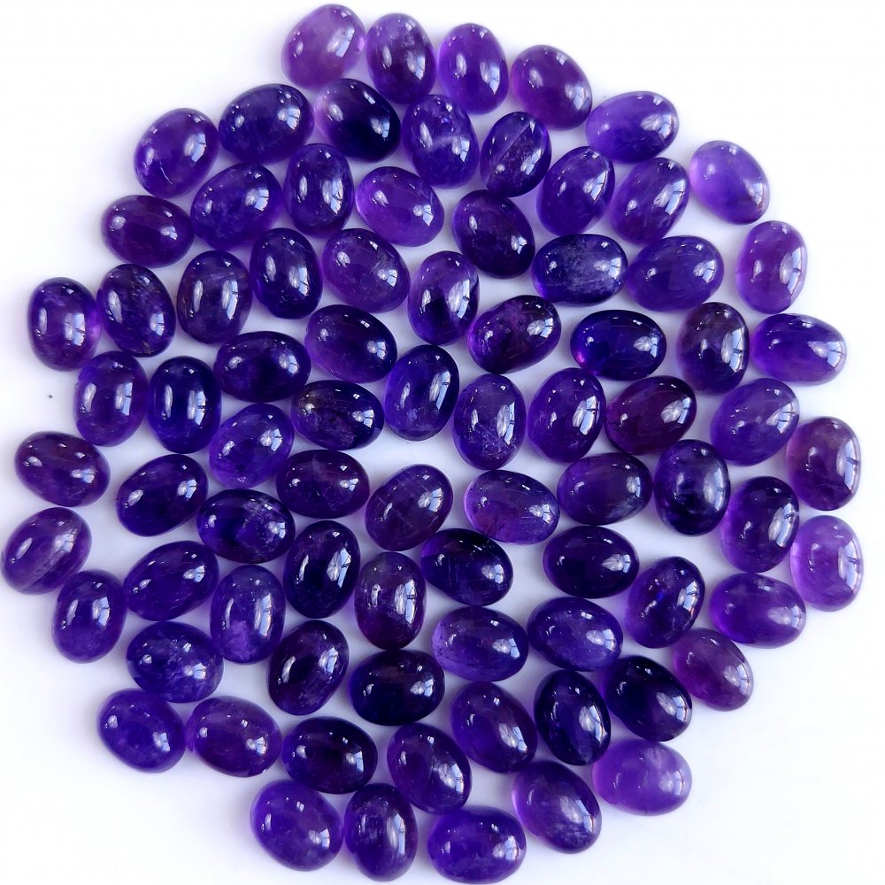 81Pcs 123Cts Natural Amethyst Cabochon Loose Gemstone Crystal Lot for Jewelry Making Gift For Her 8x6mm #10840