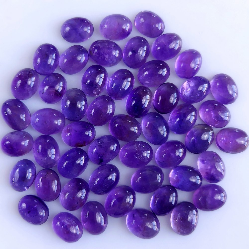50Pcs 97Cts Natural Amethyst Cabochon Loose Gemstone Crystal Lot for Jewelry Making Gift For Her 9x7mm #10841