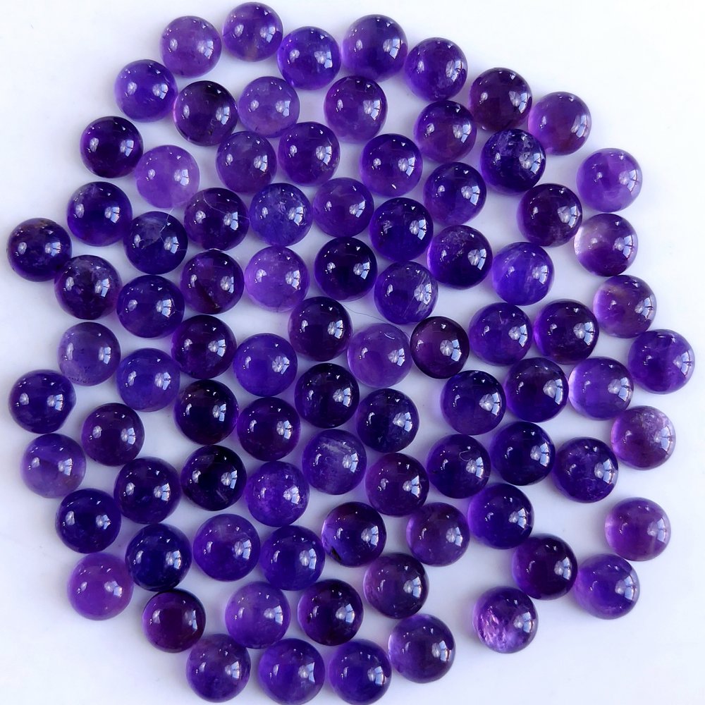 87Pcs 88Cts Natural Amethyst Cabochon Loose Gemstone Crystal Lot for Jewelry Making Gift For Her 6x6mm #10842
