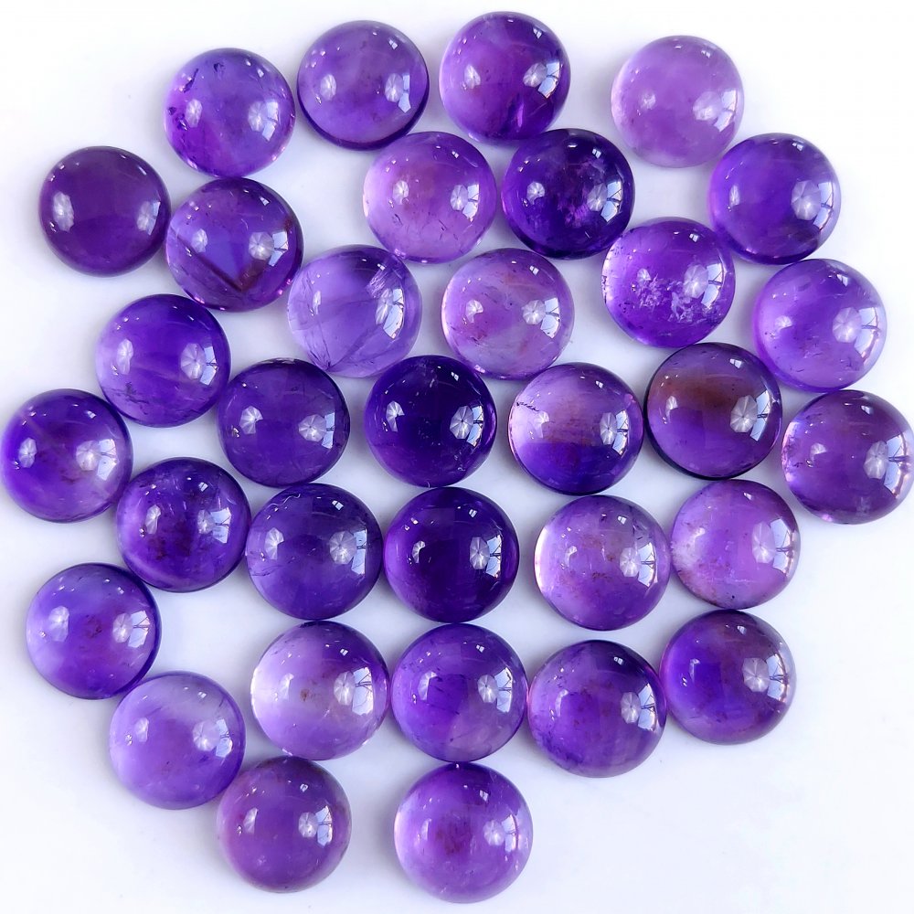 33Pcs 111Cts Natural Amethyst Cabochon Loose Gemstone Crystal Lot for Jewelry Making Gift For Her 10x10mm #10844