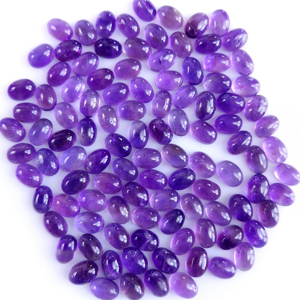 107Pcs 99Cts Natural Amethyst Cabochon Loose Gemstone Crystal Lot for Jewelry Making Gift For Her 7x5mm #10847