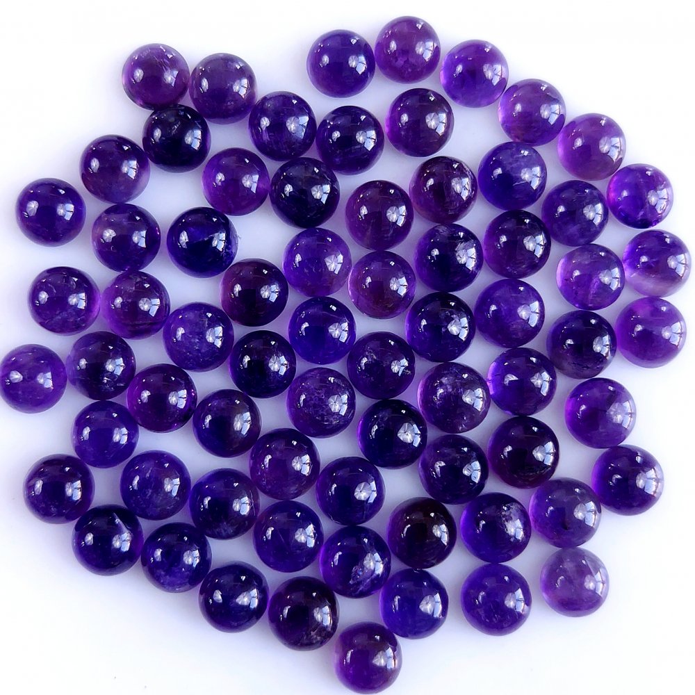 70Pcs 72Cts Natural Amethyst Cabochon Loose Gemstone Crystal Lot for Jewelry Making Gift For Her 6x6mm #10849