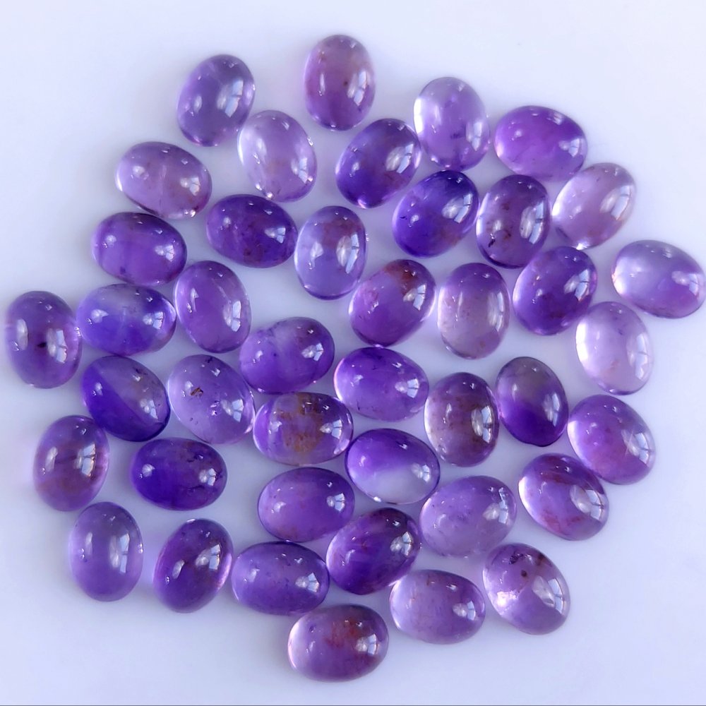 42Pcs 59Cts Natural Amethyst Cabochon Loose Gemstone Crystal Lot for Jewelry Making Gift For Her 8x6mm #10851