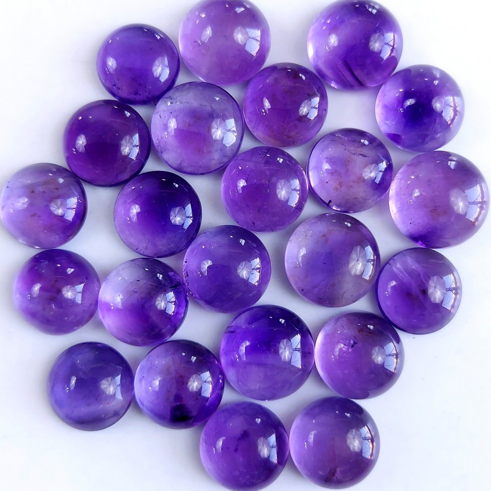23Pcs 122Cts Natural Amethyst Cabochon Loose Gemstone Crystal Lot for Jewelry Making Gift For Her 12x12 11x11mm #10852