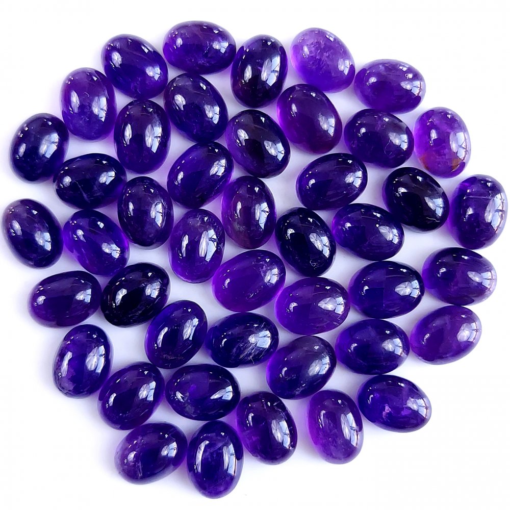 44Pcs 71Cts Natural Amethyst Cabochon Loose Gemstone Crystal Lot for Jewelry Making Gift For Her 8x6 mm #10854