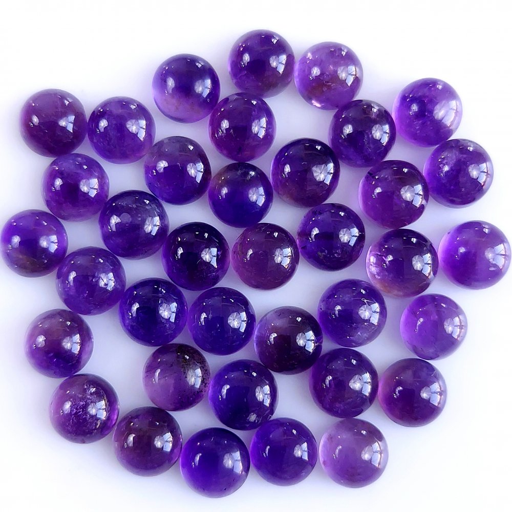 32Pcs 59Cts Natural Amethyst Cabochon Loose Gemstone Crystal Lot for Jewelry Making Gift For Her 7x7mm #10855