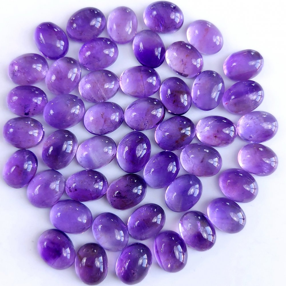45Pcs 89Cts Natural Amethyst Cabochon Loose Gemstone Crystal Lot for Jewelry Making Gift For Her 9x7mm #10856