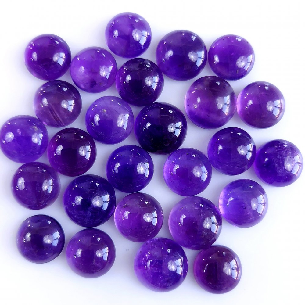 26Pcs 138Cts Natural Amethyst Cabochon Loose Gemstone Crystal Lot for Jewelry Making Gift For Her 12x12 11x11mm #10857