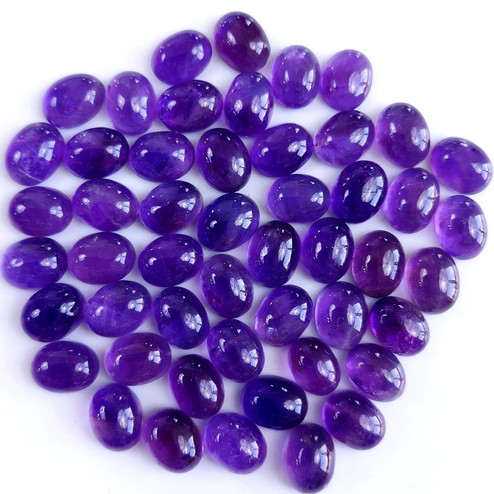 50Pcs 103Cts Natural Amethyst Cabochon Loose Gemstone Crystal Lot for Jewelry Making Gift For Her 9x7mm #10858