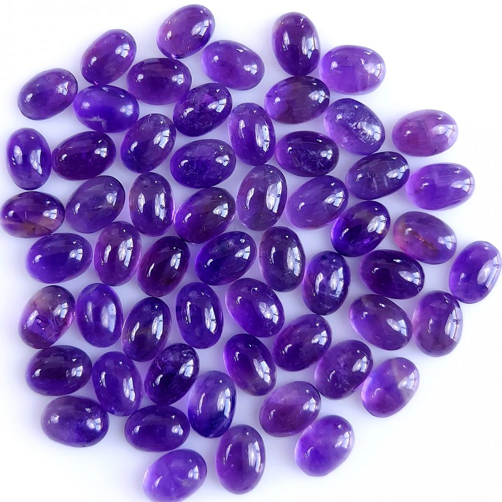 57Pcs 51Cts Natural Amethyst Cabochon Loose Gemstone Crystal Lot for Jewelry Making Gift For Her 7x5mm #10859