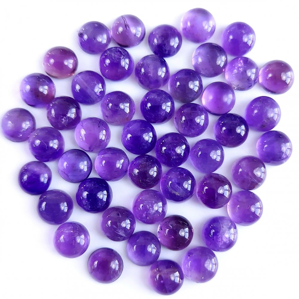 47Pcs 68Cts Natural Amethyst Cabochon Loose Gemstone Crystal Lot for Jewelry Making Gift For Her 7x7mm #10860
