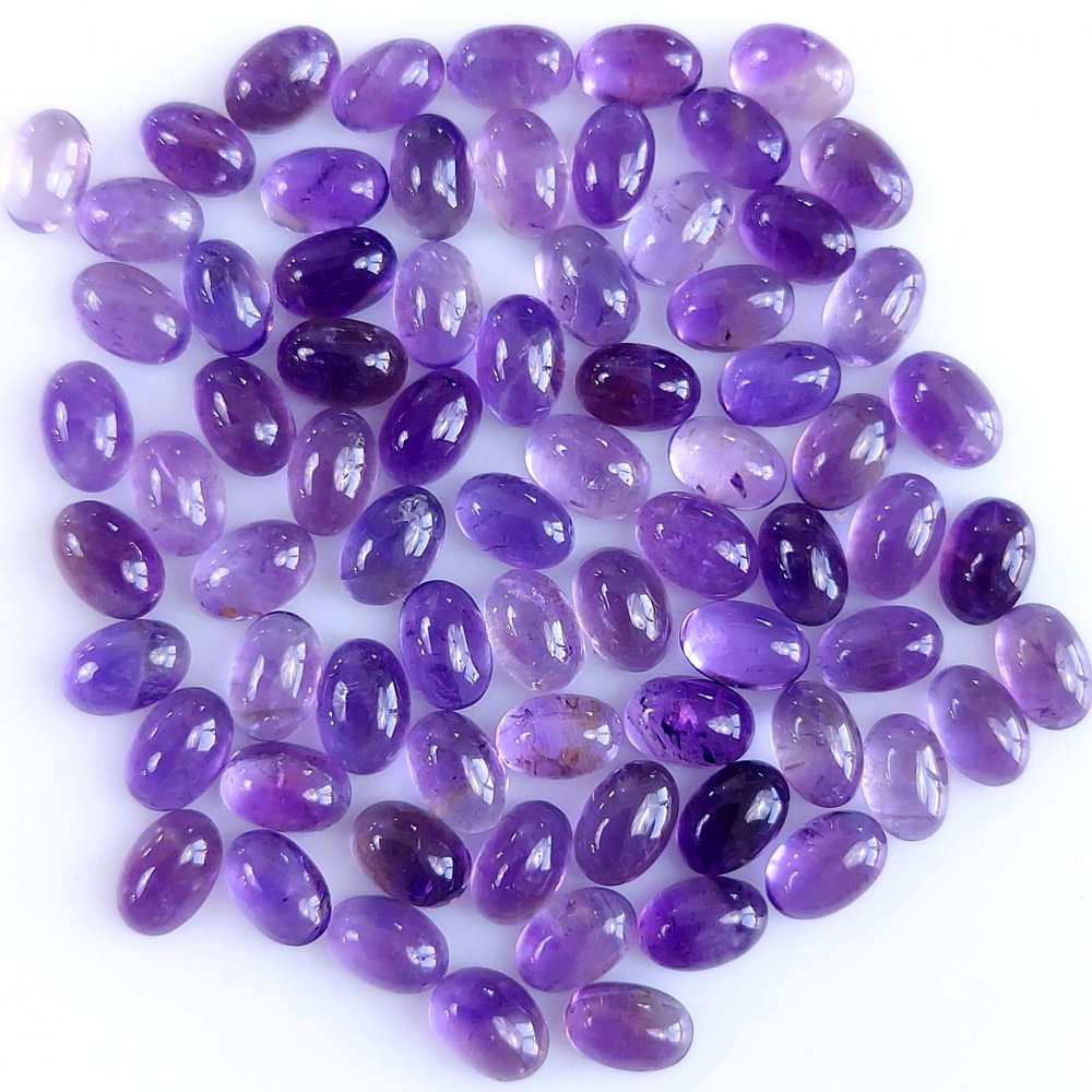 73Pcs 40Cts Natural Amethyst Cabochon Loose Gemstone Crystal Lot for Jewelry Making Gift For Her 6x4mm #10861