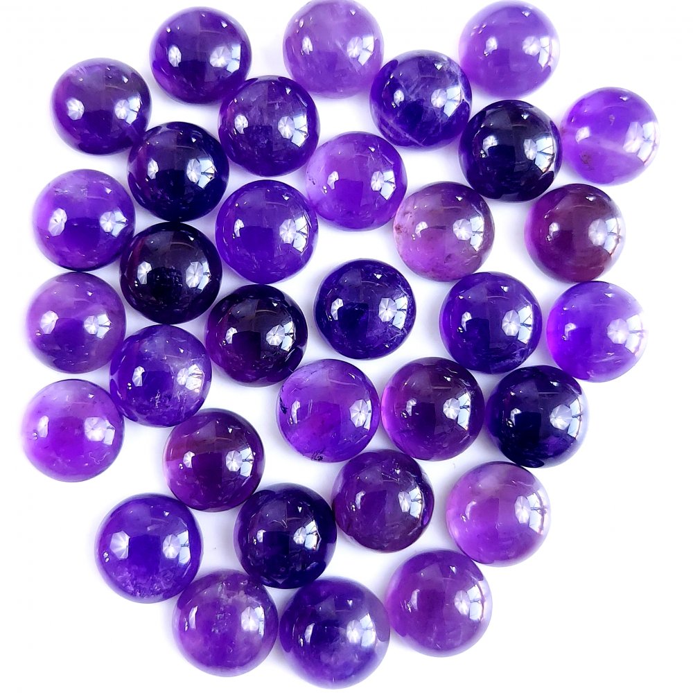 33Pcs 122Cts Natural Amethyst Cabochon Loose Gemstone Crystal Lot for Jewelry Making Gift For Her 10x10mm #10862
