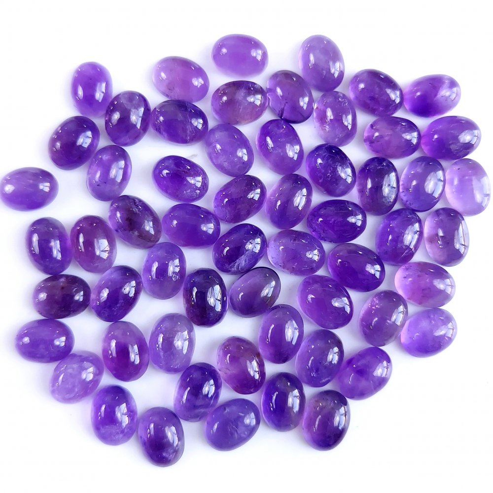 58Pcs 84Cts Natural Amethyst Cabochon Loose Gemstone Crystal Lot for Jewelry Making Gift For Her 8x6mm #10864