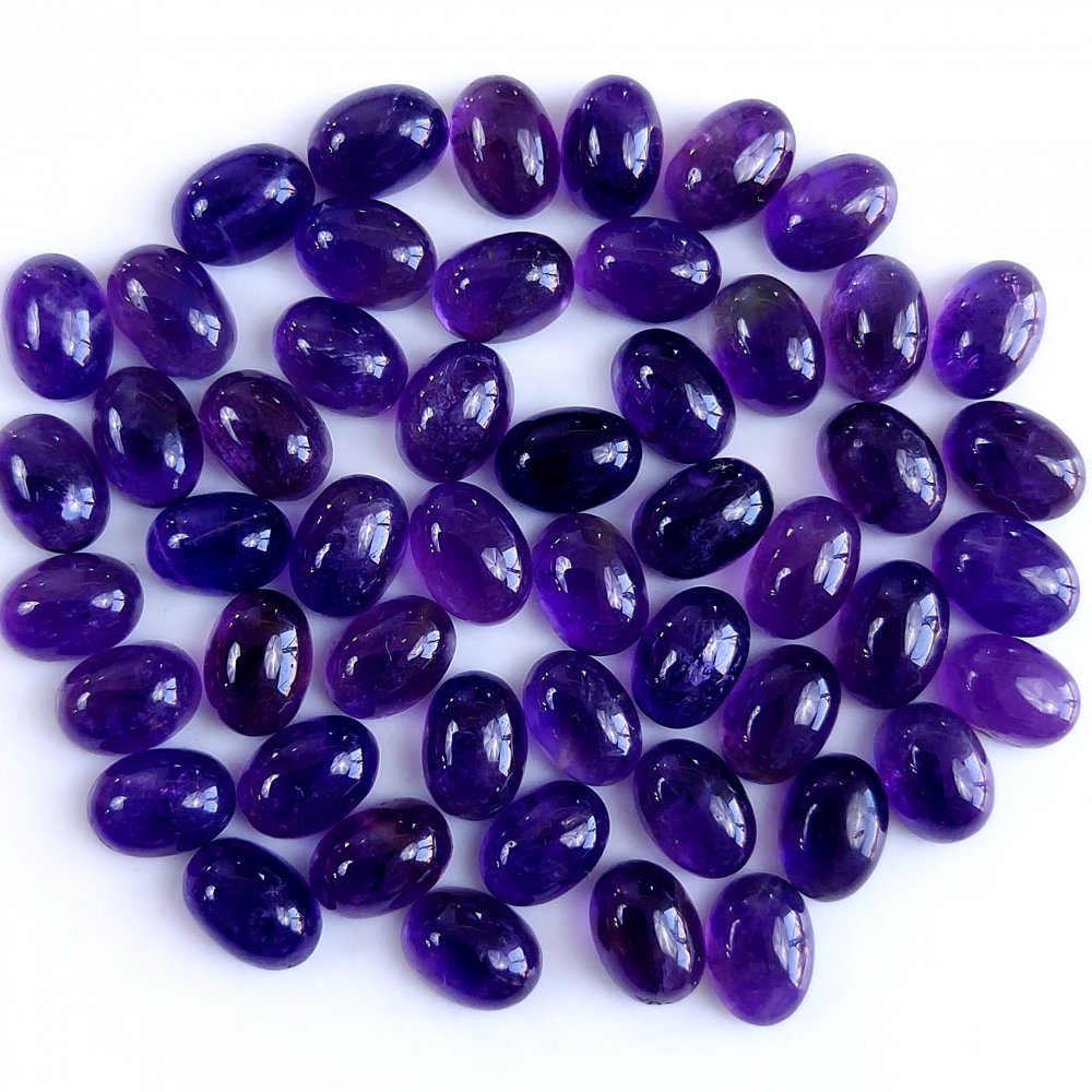 51Pcs 49Cts Natural Amethyst Cabochon Loose Gemstone Crystal Lot for Jewelry Making Gift For Her 7x5mm #10868