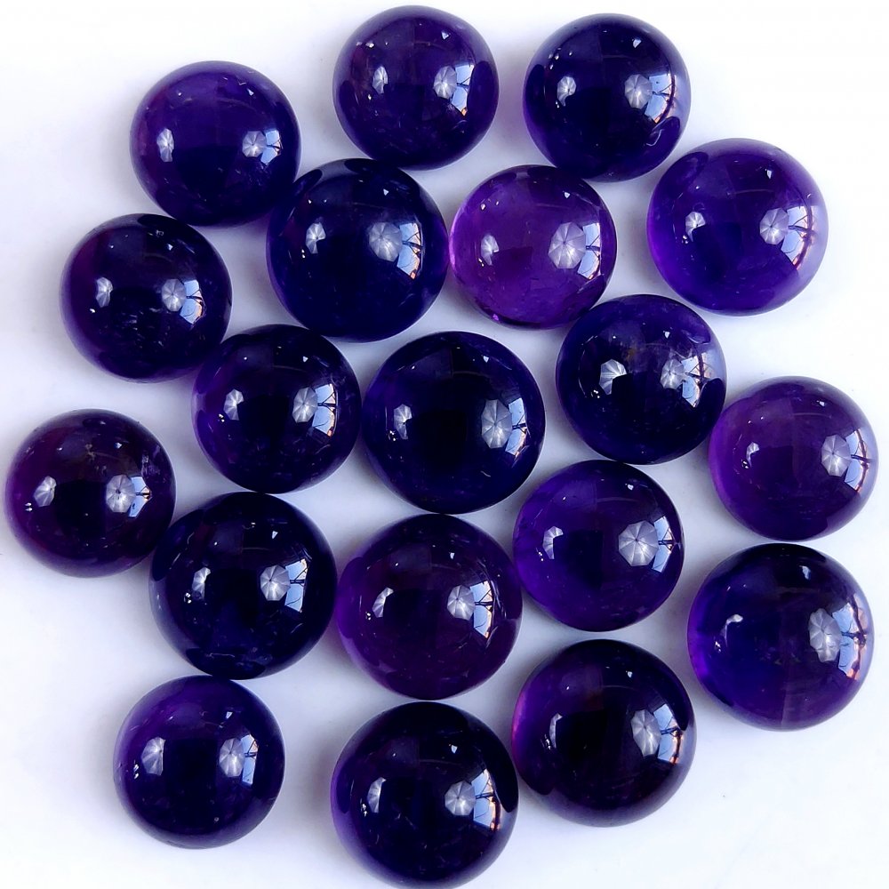 19Pcs 112Cts Natural Amethyst Cabochon Loose Gemstone Crystal Lot for Jewelry Making Gift For Her 12x12 11x11mm #10870
