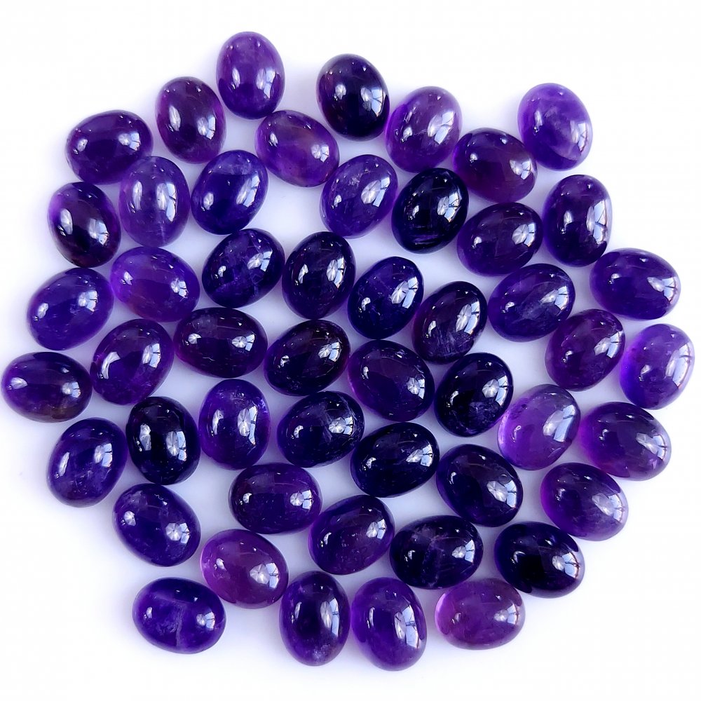 50Pcs 108Cts Natural Amethyst Cabochon Loose Gemstone Crystal Lot for Jewelry Making Gift For Her 9x7mm #10871