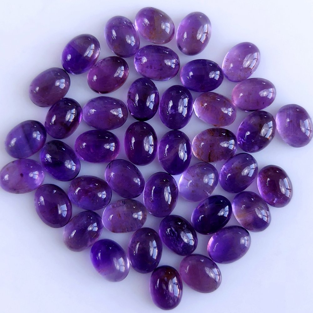 41Pcs 60Cts Natural Amethyst Cabochon Loose Gemstone Crystal Lot for Jewelry Making Gift For Her 8x6mm #10873
