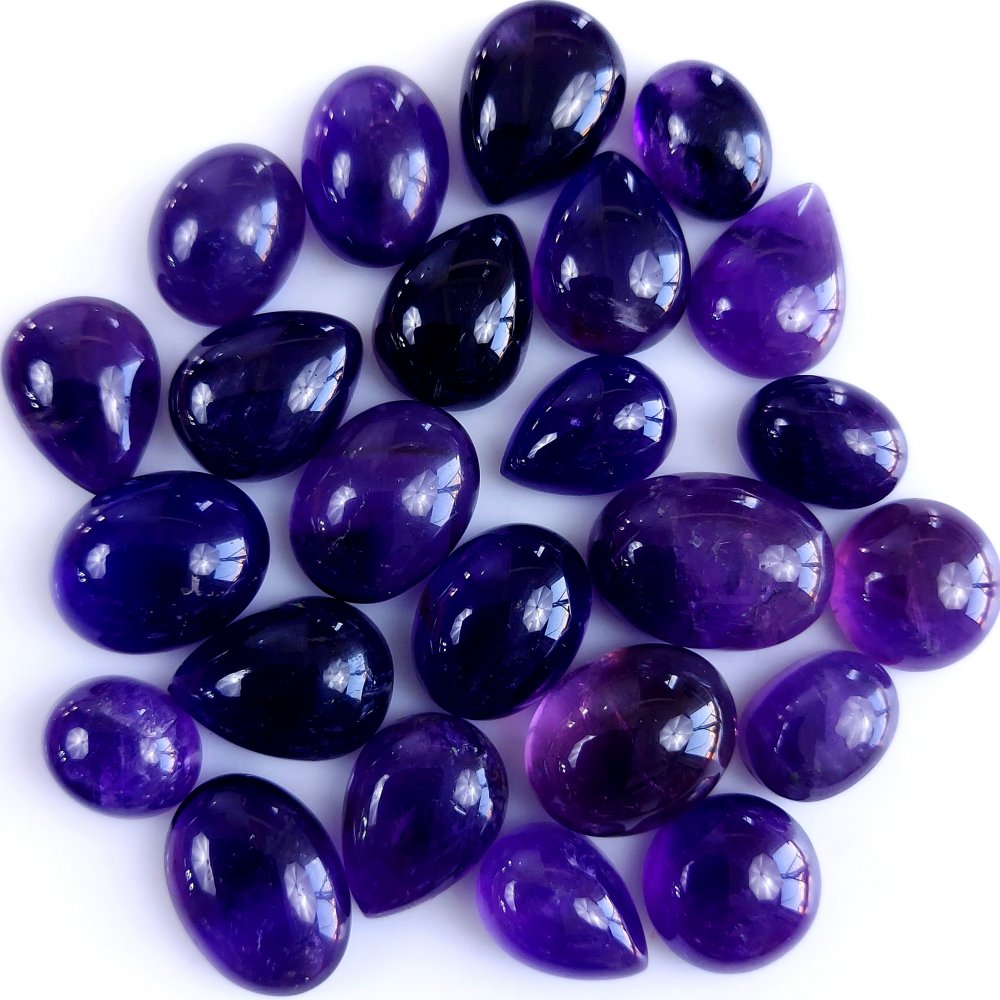 24Pcs 200Cts Natural Amethyst Cabochon Loose Gemstone Crystal Lot for Jewelry Making Gift For Her 17x14 12x10mm #10875