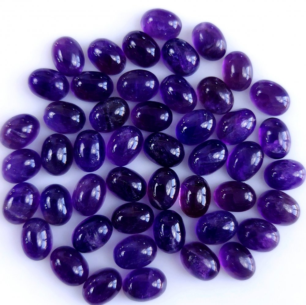 48Pcs 73Cts Natural Amethyst Cabochon Loose Gemstone Crystal Lot for Jewelry Making Gift For Her 8x6mm #10877