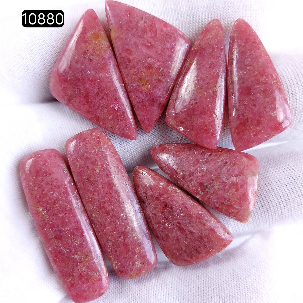 4Pair 192Cts Natural Rhodonite Cabochon Loose Gemstone Crystal Pair Lot for Earrings 35x12 26x14mm #10880