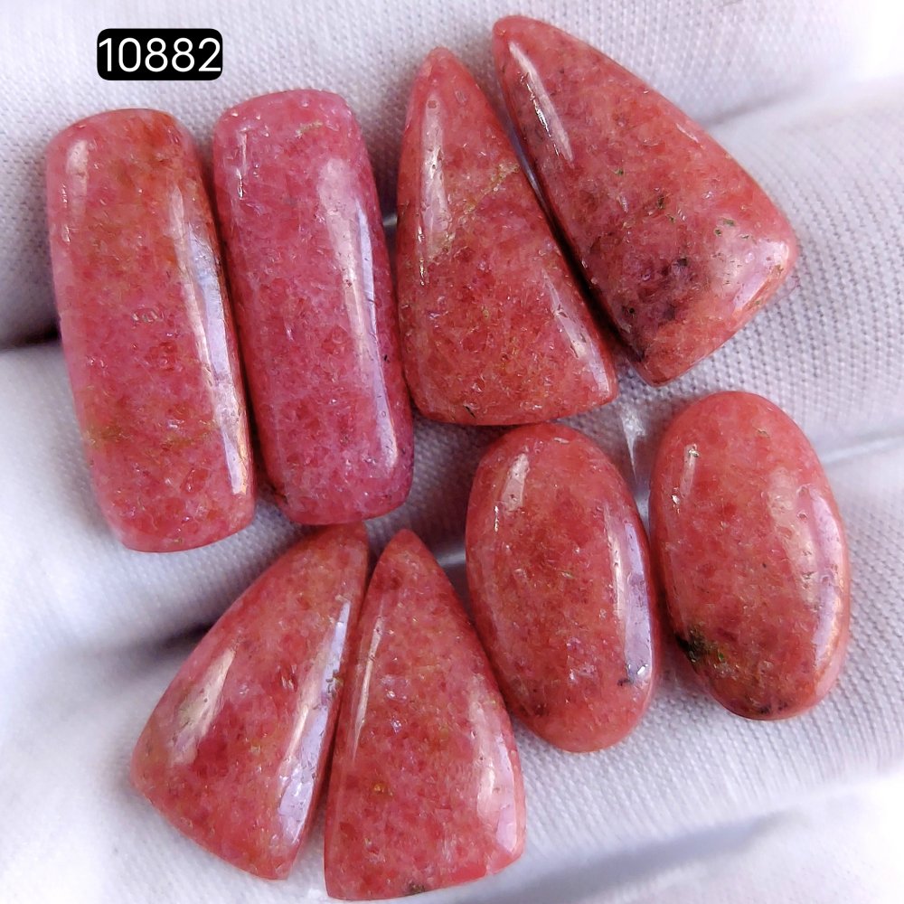 4Pair 116Cts Natural Rhodonite Cabochon Loose Gemstone Crystal Pair Lot for Earrings 25x10 18x10mm #10882