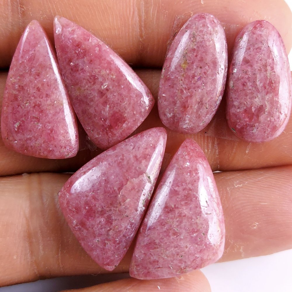 3Pairs 70Cts Natural Pink Rhodonite Cabochon Loose Gemstone Earrings Crystal Lot for Jewelry Making Gift For Her 24x7 17x10mm #10883
