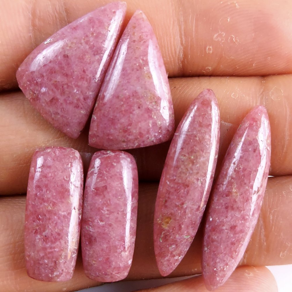 3Pairs 87Cts Natural Pink Rhodonite Cabochon Loose Gemstone Earrings Crystal Lot for Jewelry Making Gift For Her 30x12 20x8mm #10887