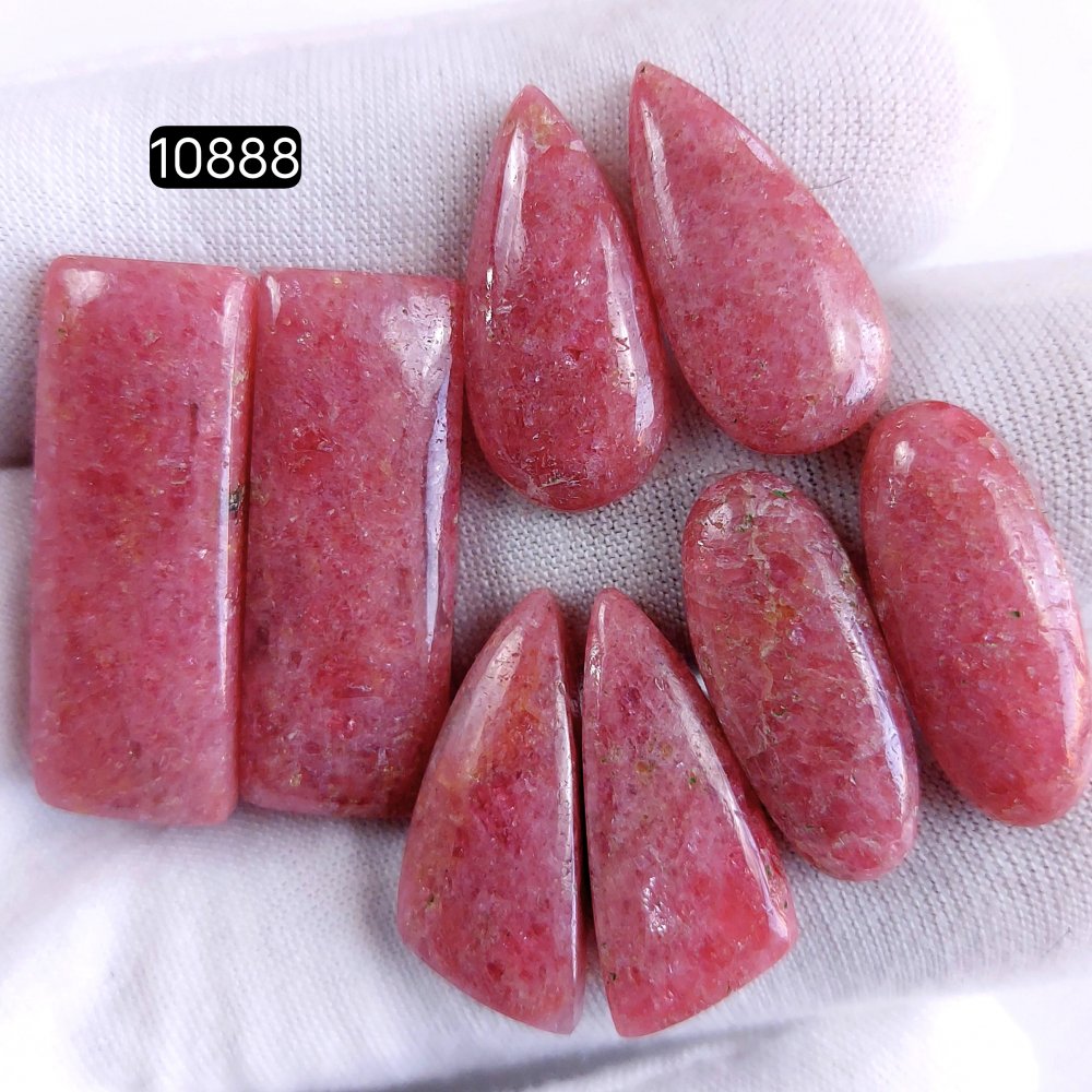 4Pair 125Cts Natural Rhodonite Cabochon Loose Gemstone Crystal Pair Lot for Earrings 30x12 22x10 mm #10888
