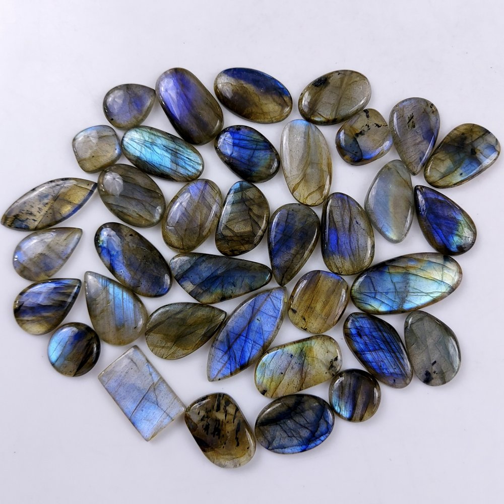 36 Pcs 290Cts Natural Multifire Labradorite Loose Cabochon Flat Back Gemstone Lot For Jewelry Making 26x12 10x10mm#1089