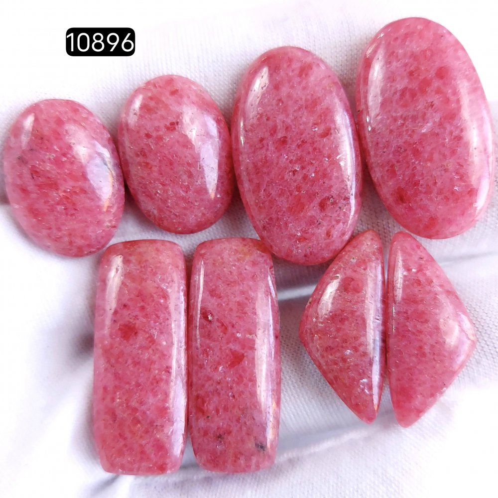 4Pair 197Cts Natural Rhodonite Cabochon Loose Gemstone Crystal Pair Lot for Earrings 30x12 25x12 mm #10896