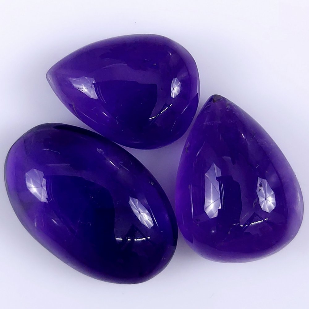 3Pcs 71Cts. Natural Purple Amethyst Cabochon Mix Shape Loose Gemstone#109